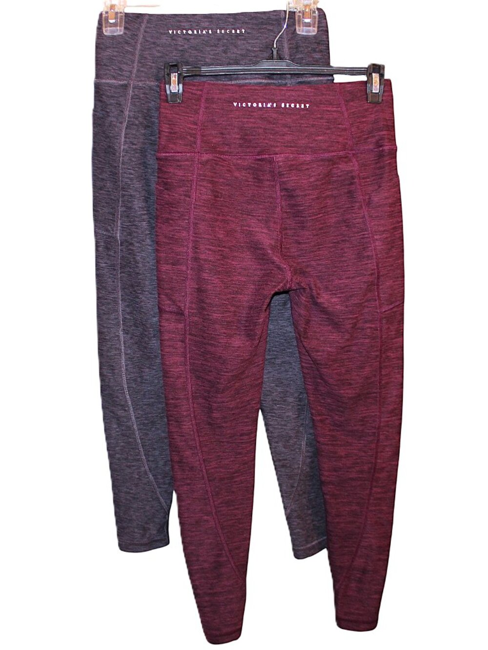 Victoria's Secret Incredible Pocket Leggings Lot 6 High Rise Grey Maroon 2pc Set